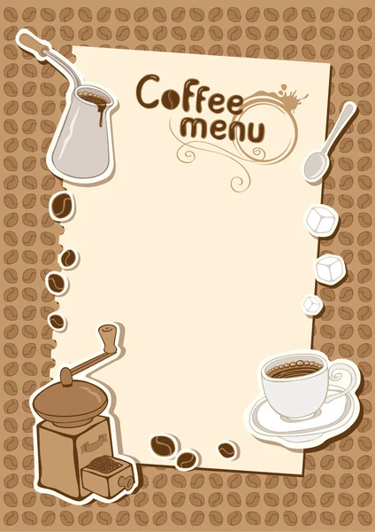 Menu avec une tasse de café — Image vectorielle