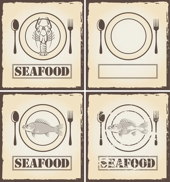 鱼和龙虾 — 图库矢量图片