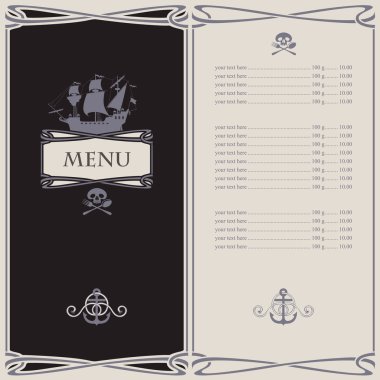 Menu on the pirate theme clipart