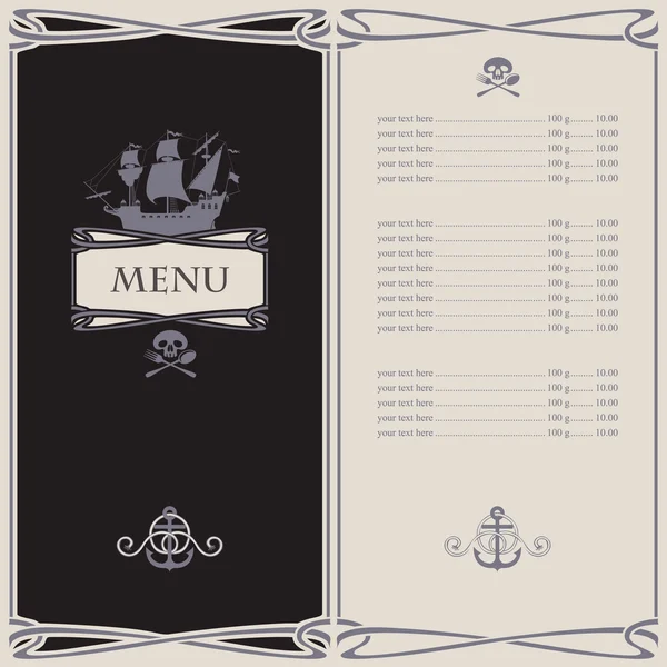 Menu on the pirate theme — Stock Vector