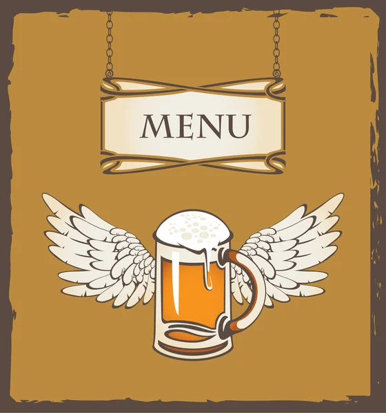 Sklenice piva a křídla — Stockový vektor