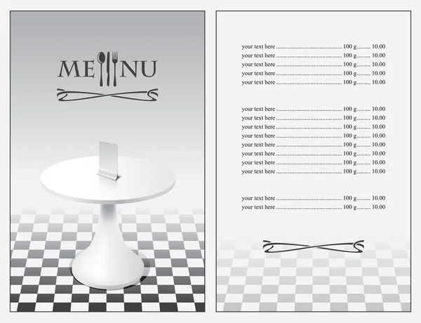 Menu with a table — Stock Vector