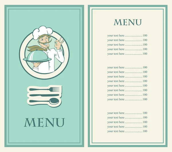 Menu with chef — Stock Vector