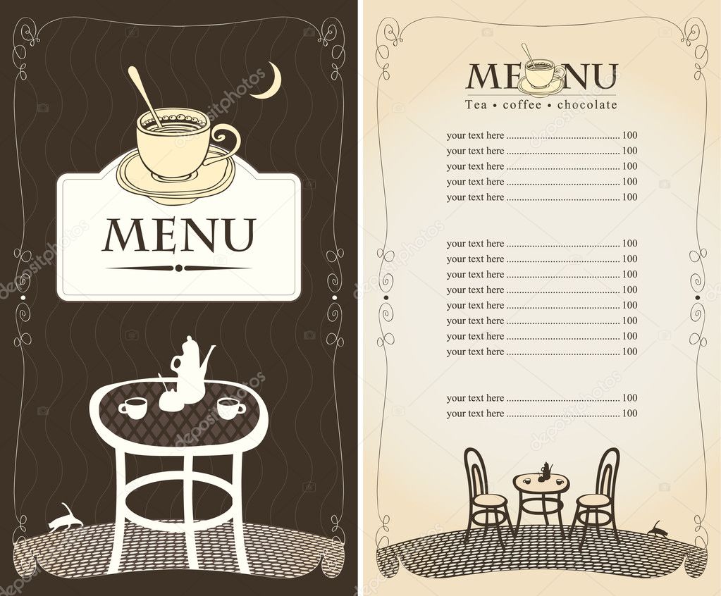 Menu for the night cafe