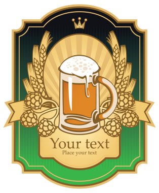 Label with a beer clipart