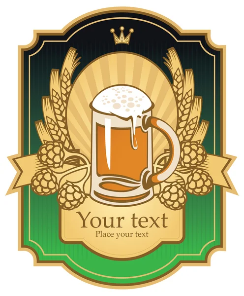 Étiquette avec une bière — Image vectorielle