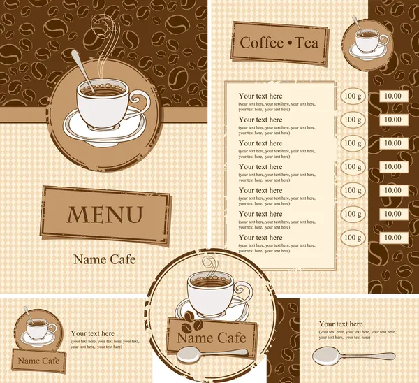 Conjunto para o menu do café — Vetor de Stock