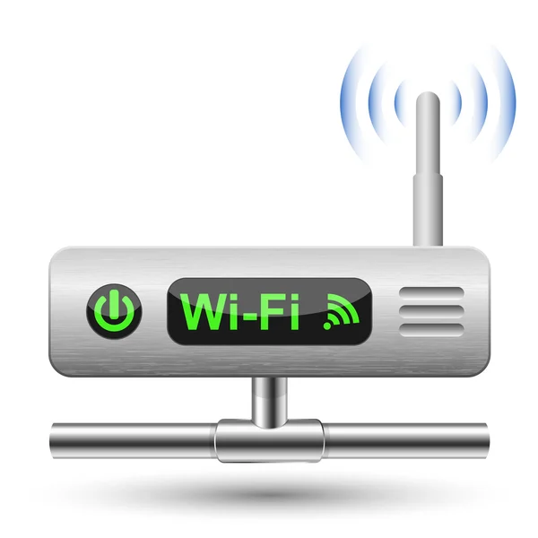 Router inalámbrico Icono con conexión LAN. Ilustración vectorial — Vector de stock