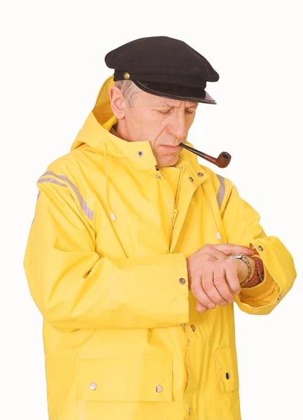 Sailor looks at his watch — Stock Photo, Image