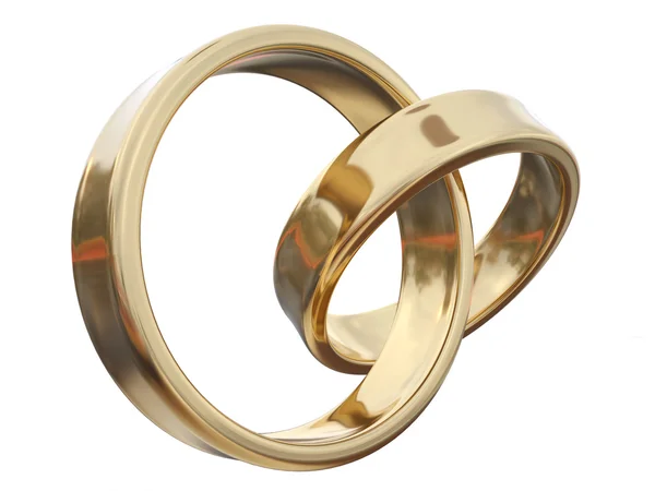 Due anelli d'oro isolati su bianco — Foto Stock
