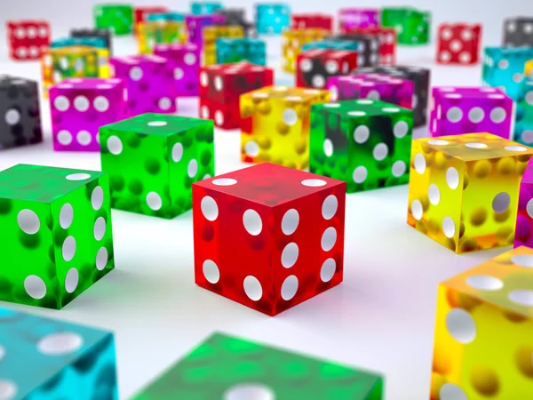 Colored glass dices — Stock Photo, Image