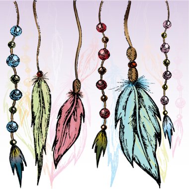 Hangings down feathers clipart