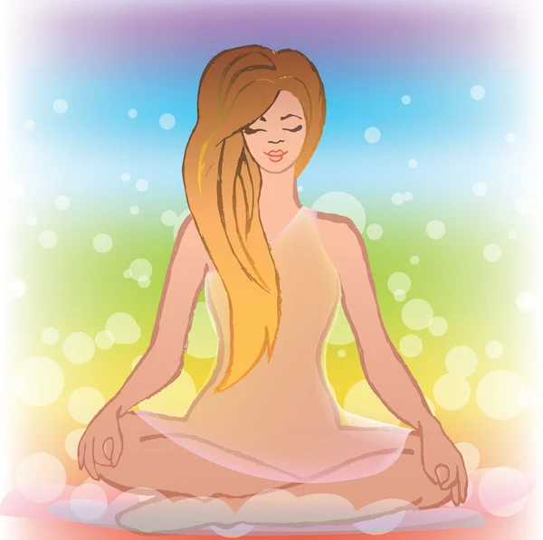 Une fille est en méditation — Image vectorielle
