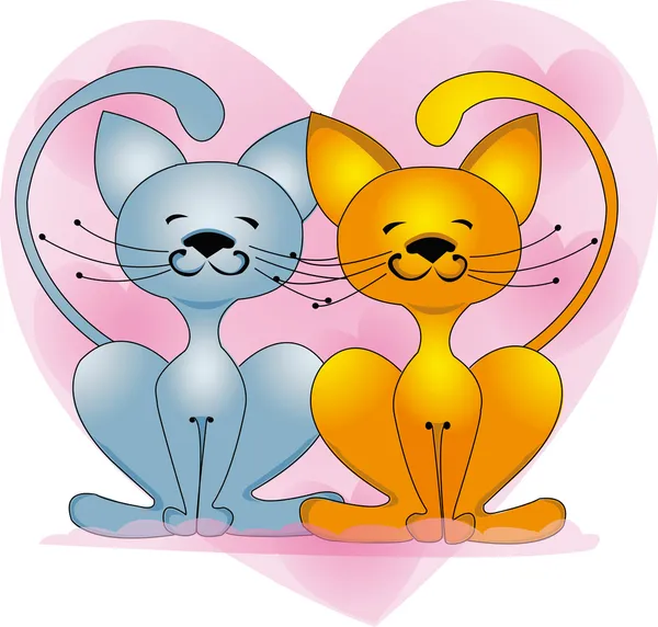 Gatos enamorados — Vector de stock