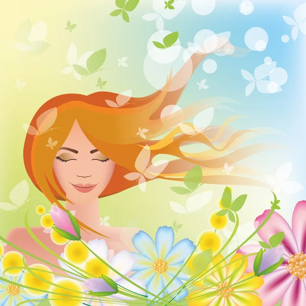Girl with flowers — Stock Vector