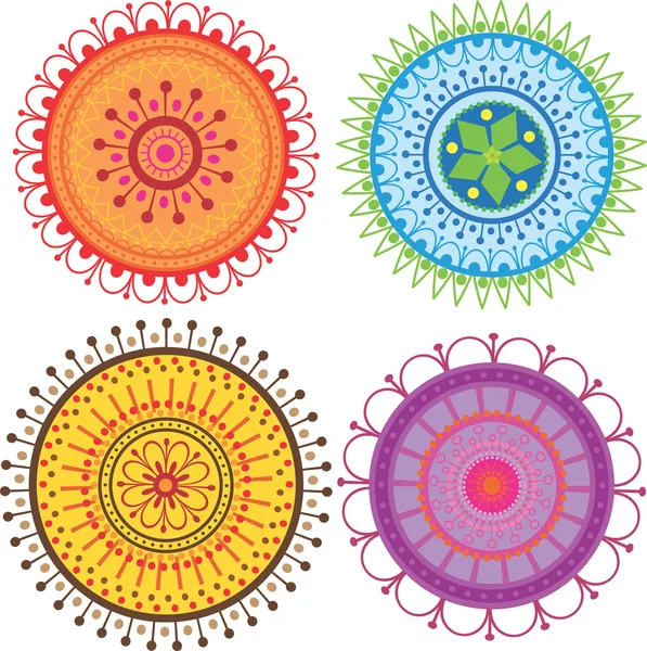Ensemble de mandalas colorées — Image vectorielle