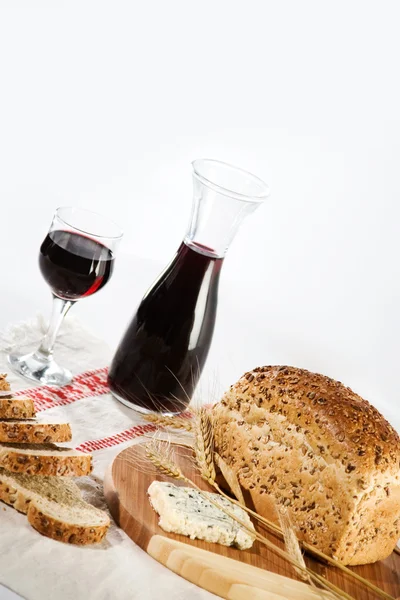 stock image Bread, Cheese and Wine