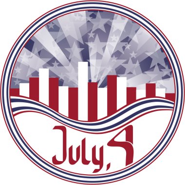 round emblem with calligraphy Fourth of July. No fonts were used clipart