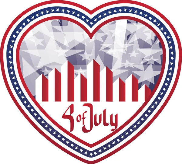Heart shaped background Fourth of July in heart. No fonts were u — Stock Vector