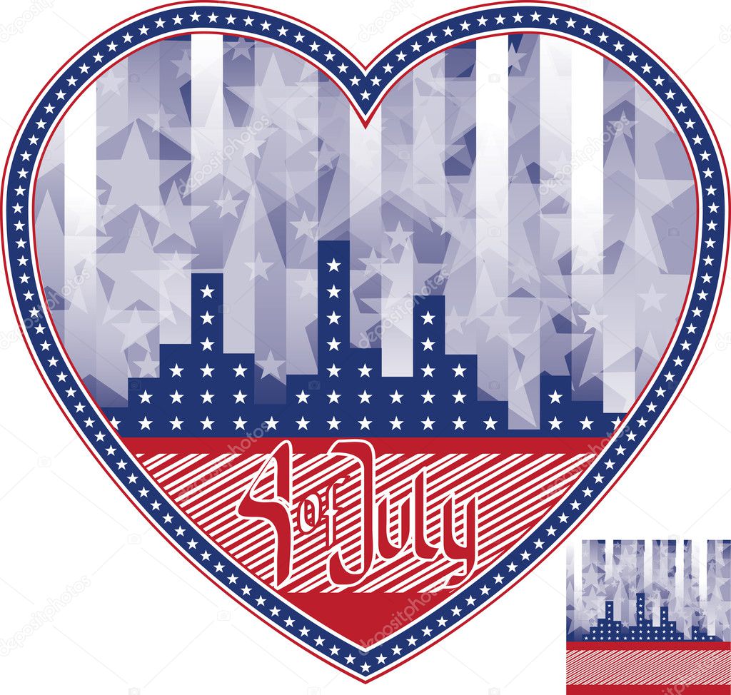 heart shaped background Fourth of July in heart. No fonts were