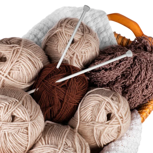 Balls of wool and knitting Stock Photo