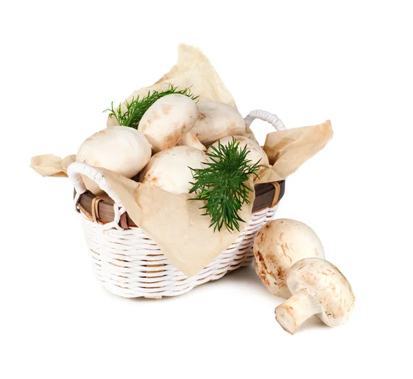 Mushrooms in basket Stock Picture