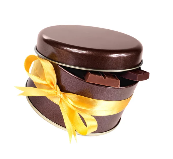 Коробка шоколадных батончиков с лентой Стоковое Фото
