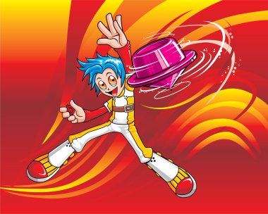 Boy playing beyblade clipart