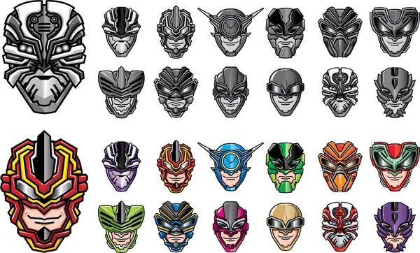Super héroe cabezas conjunto 2 — Archivo Imágenes Vectoriales