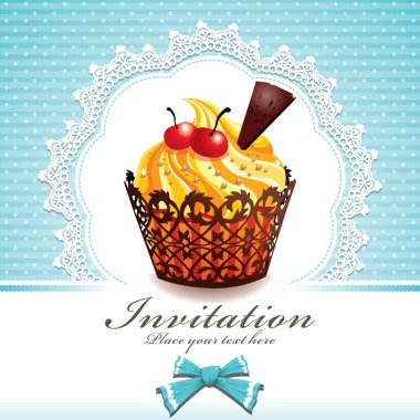 Cute cup cake with vintage design clipart