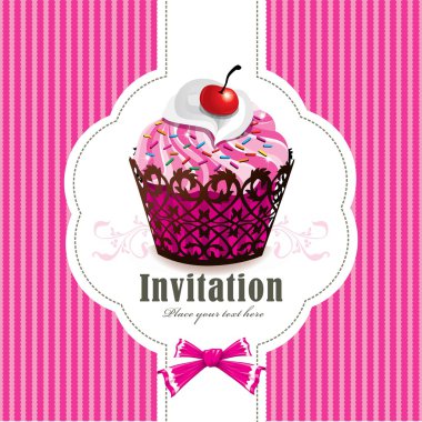 Vintage cute cupcake design clipart