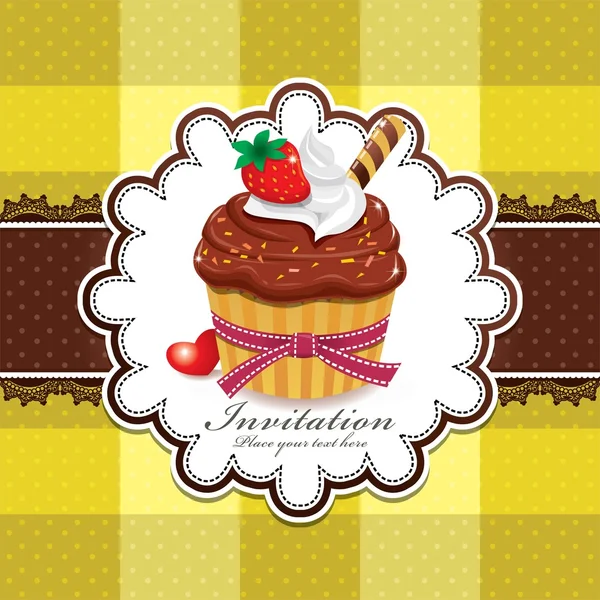 Design de cupcake bonito vintage — Vetor de Stock