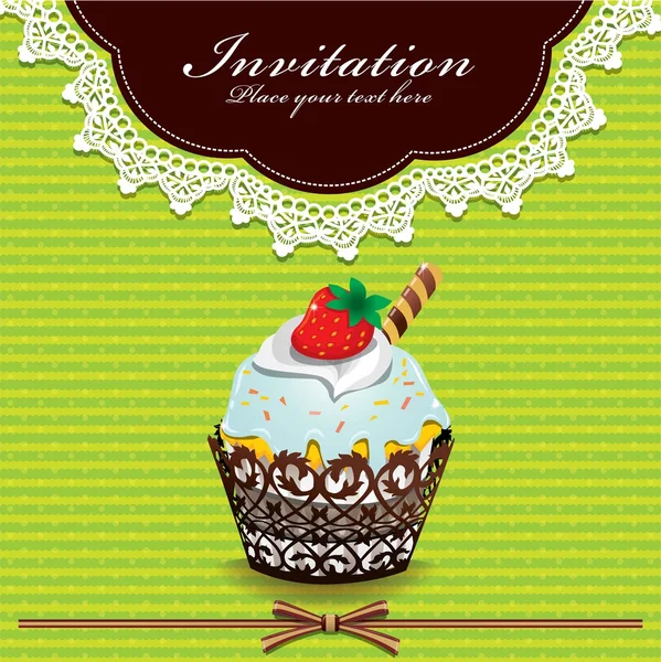 Vintage lindo cupcake diseño — Archivo Imágenes Vectoriales