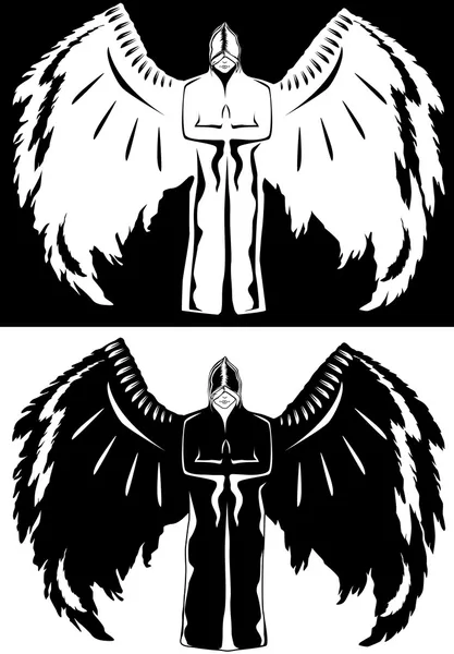 Zwarte en witte engel — Stockvector
