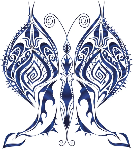 Donkerblauwe vlinder — Stockvector