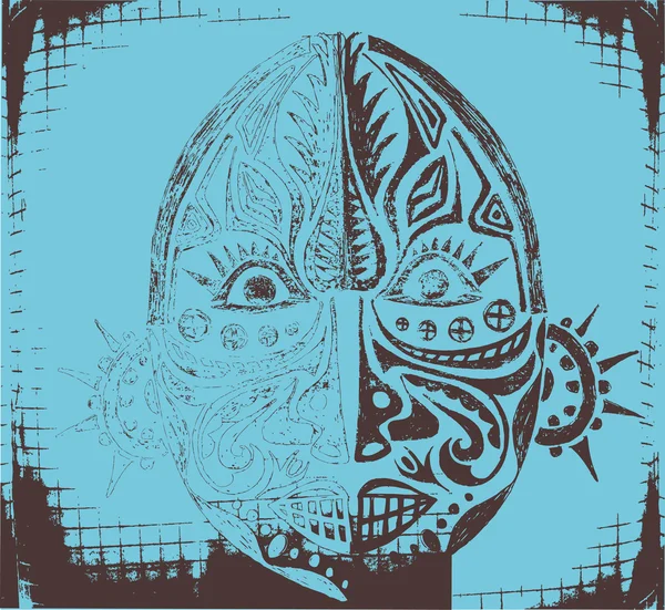 Grunge 非洲面具 — 图库矢量图片