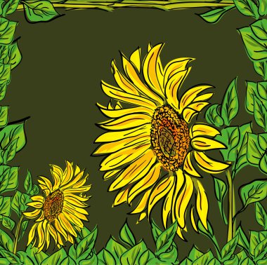 Sunflower floral background clipart