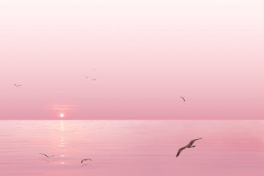 Pink sunset clipart