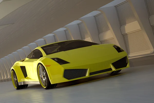 Carro esporte amarelo — Fotografia de Stock