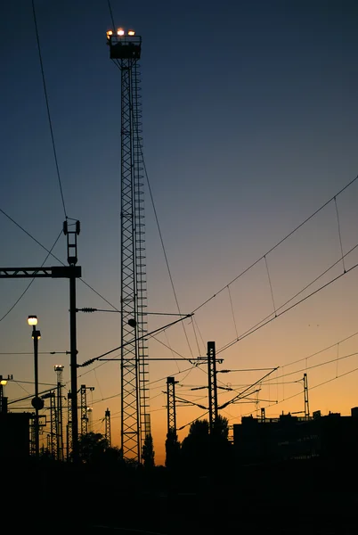 stock image Electric power lines silhouette