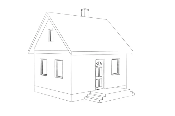 Huis tekening — Stockfoto