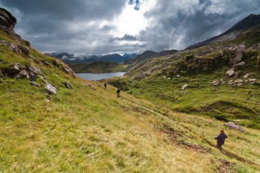 Hiking in the mountain clipart