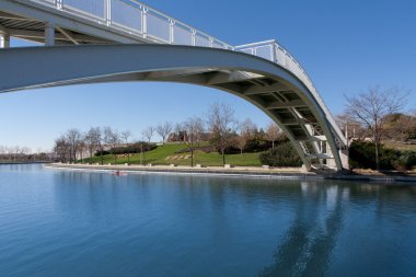 White bridge across the river clipart