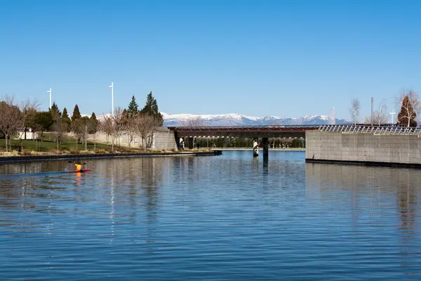 stock image White bridge across the river