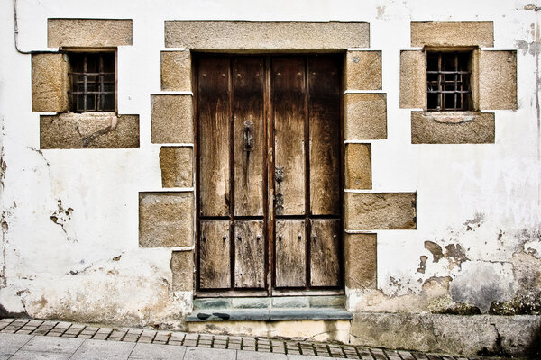 The facade of an old and rustic house in Galicia (Spain)
