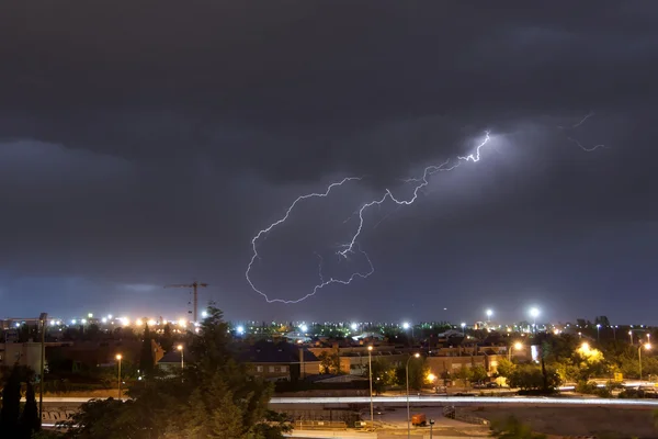 Lightning over the city of Madrid, Spain — Stock Photo, Image