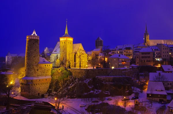 Bautzen gece kış 02 — Stok fotoğraf