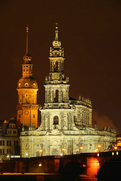 Dresden Catholic Court Church night 06 — Stock Photo, Image