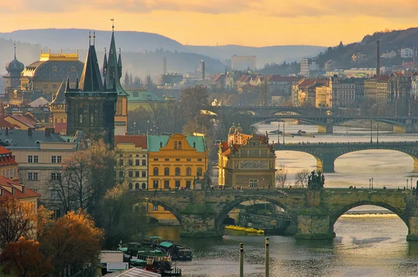 stock image Prague bridges aerial view 15