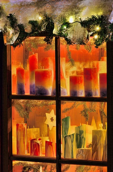 Candle in window 02 — Stock Photo, Image